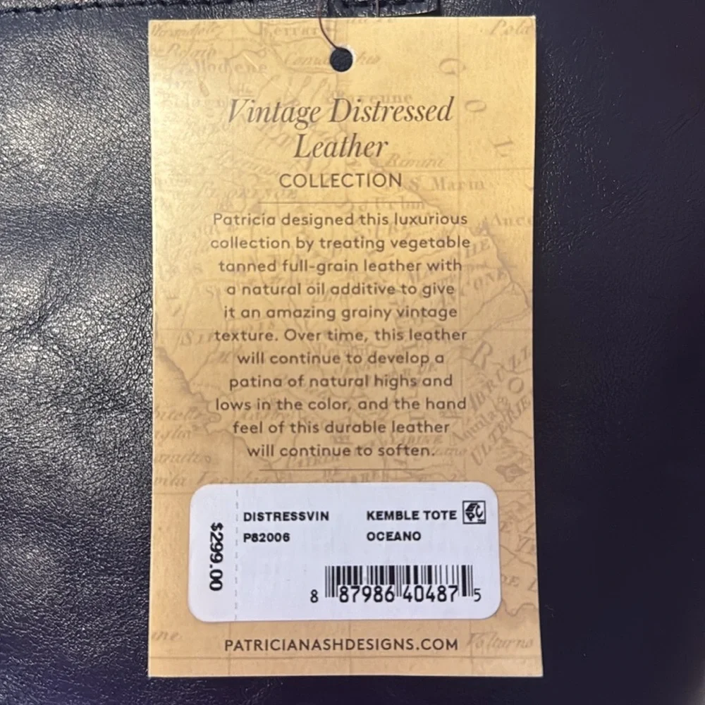 Patricia Nash Ocean Blue Leather Tote Bag, new - Picture 3 of 13